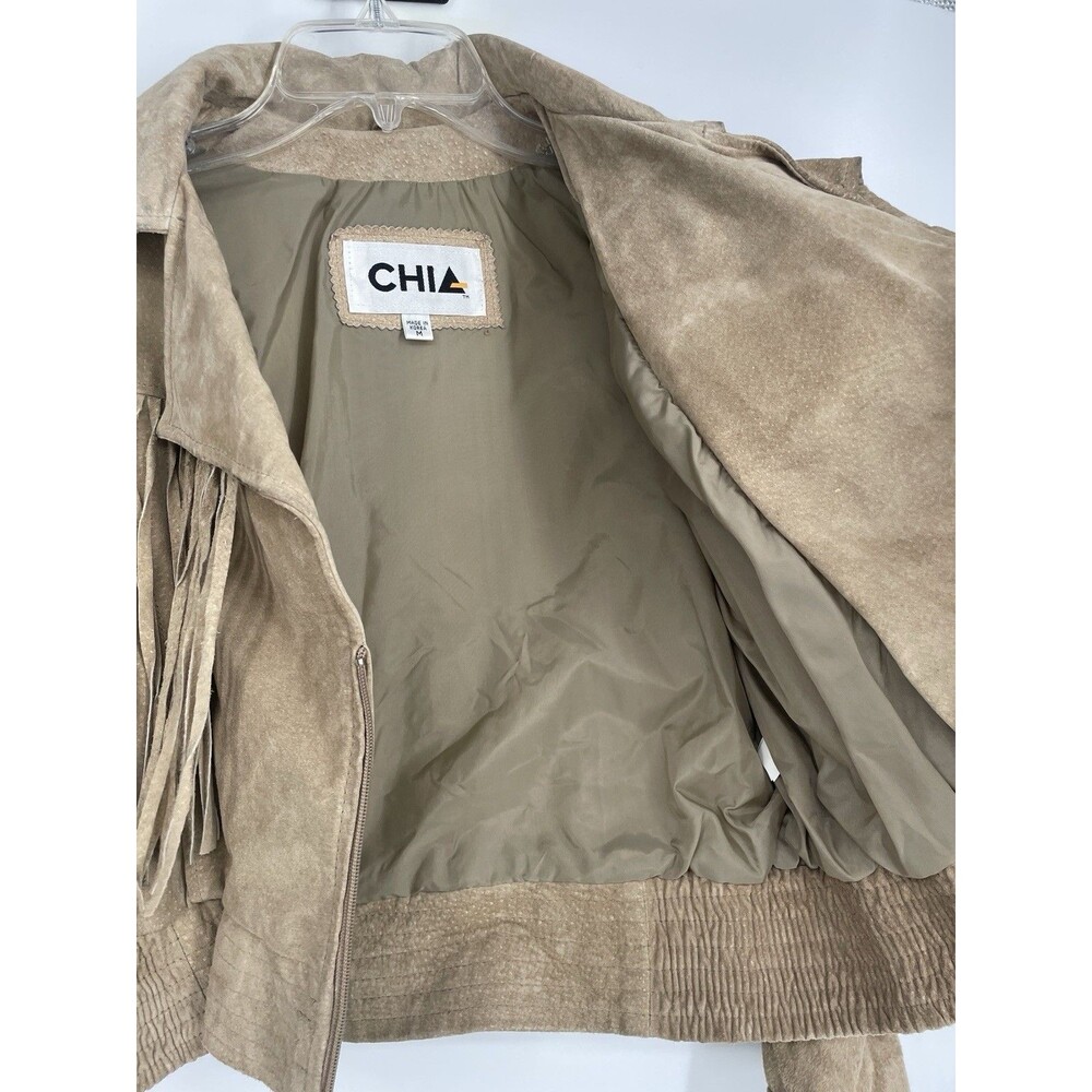 Vintage 80s Western Fringe Suede Leather Cropped Jacket Chia Boho Rodeo Cowgirl - Picture 3 of 16